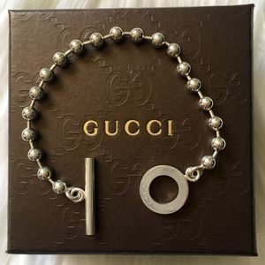 Gucci Silver Beaded Round Toggle Bracelet MINT!
